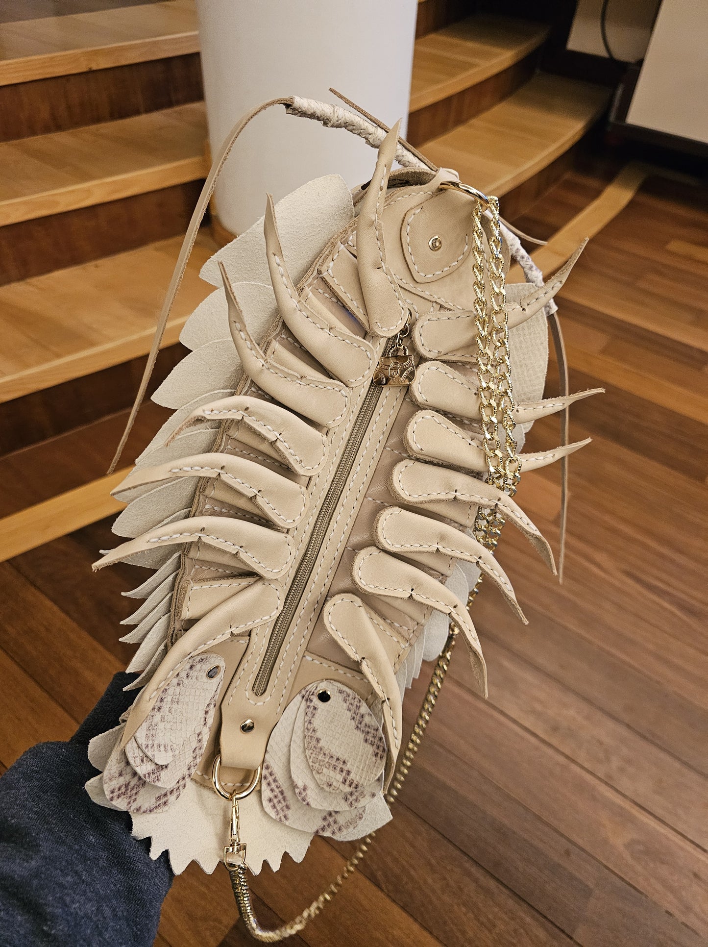 Isopod Crustacean Backpack - Light Beige Leather