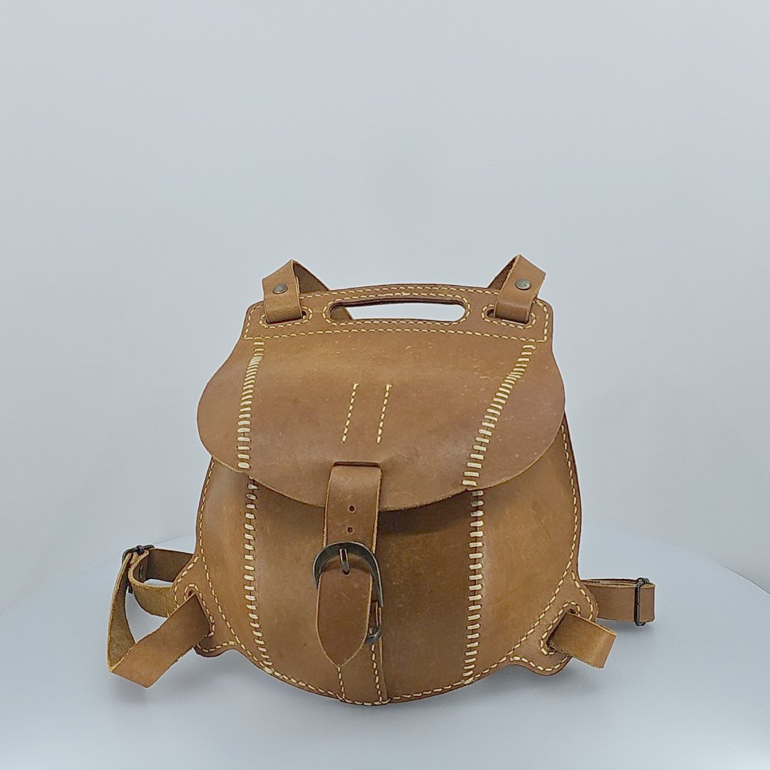 Handmade Leather Backpack - Small - Light Brown