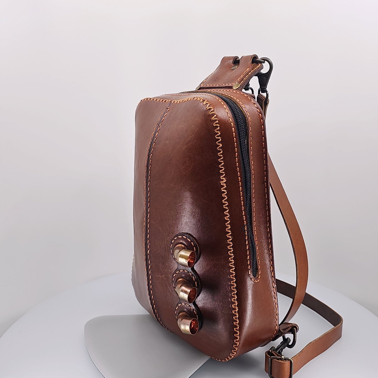 Handmade Leather Backpack -  Steampunk - Rich Brown