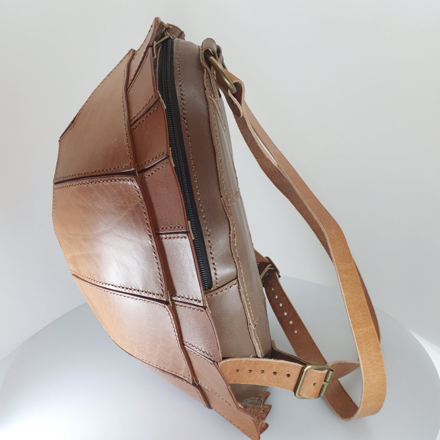 Leather Turtle Shell Backpack