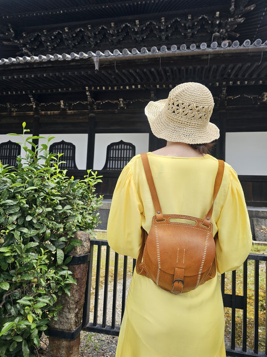 Handmade Leather Backpack - Small - Light Brown