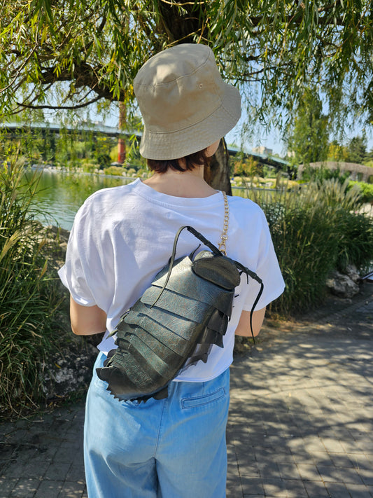 Crustacean Backpack - Dark Emerald Green Leather