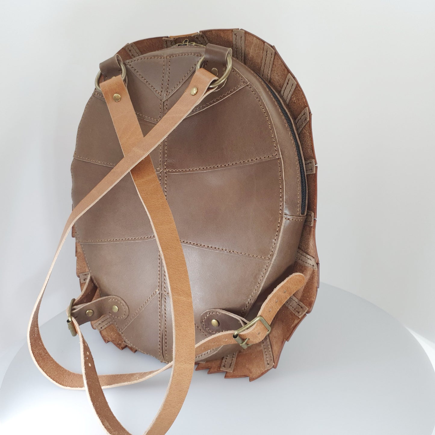 Leather Turtle Shell Backpack